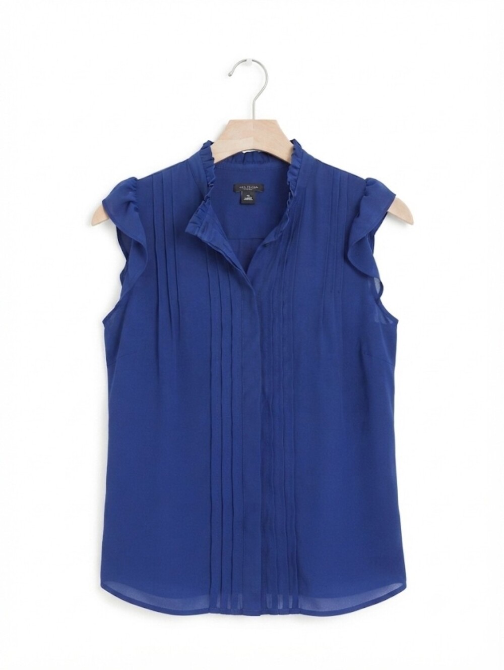 Ann Taylor Cobalt Blue Pleated Sleeveless Blouse Size XS